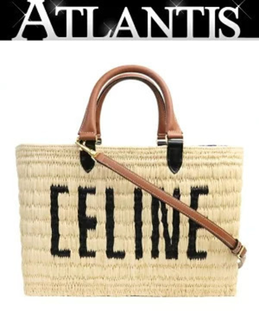 Celine Panier Bag Basket Raffia Calfskin